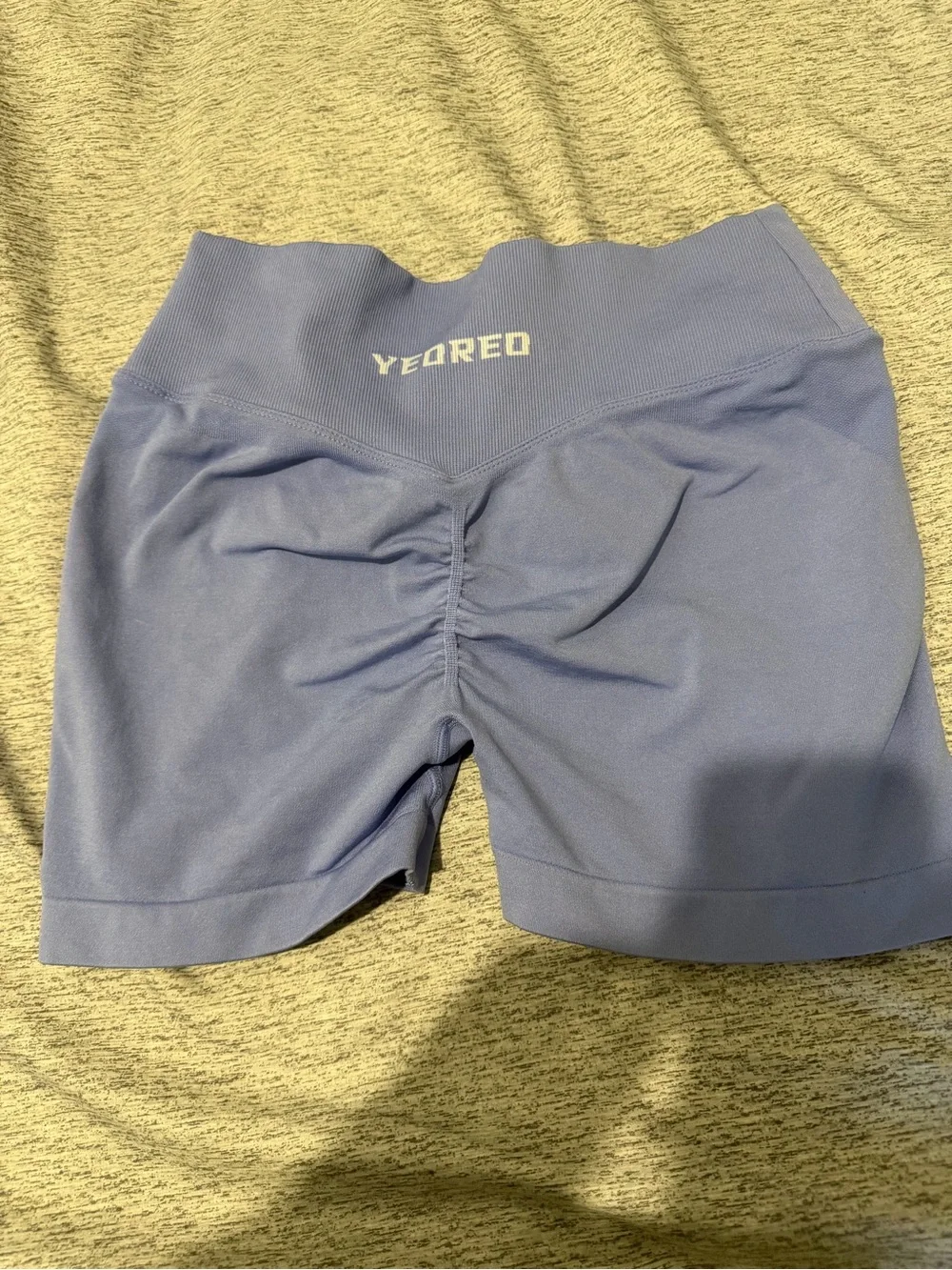 Scrunch-Back High-Waist Athletic Bike Shorts in Periwinkle